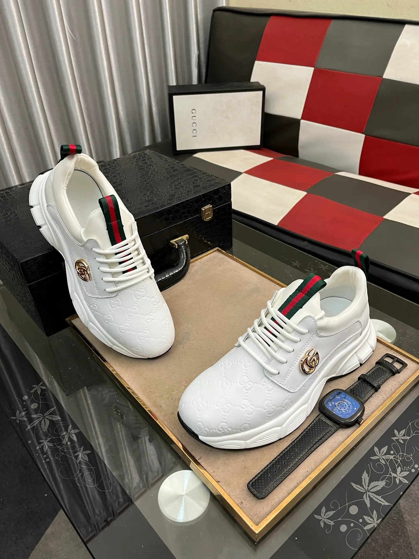 Men's shoes 💰440⌚️⌚️ (GUCCI-Gucci) luxury brand sports and casual shoes, imported original material, sheepskin lining, high-end and comfortable, original outsole is light and wear-resistant! Purely handmade, details determine quality! 38-443️⃣colors available
